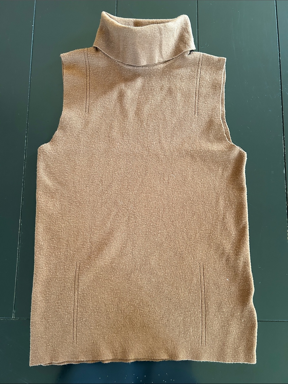 Lili Sidonio Sleeveless Turtleneck Knit Tank - Camel Brown Small